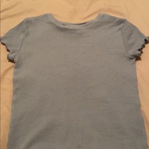 harlow blue ruffled shirt xs